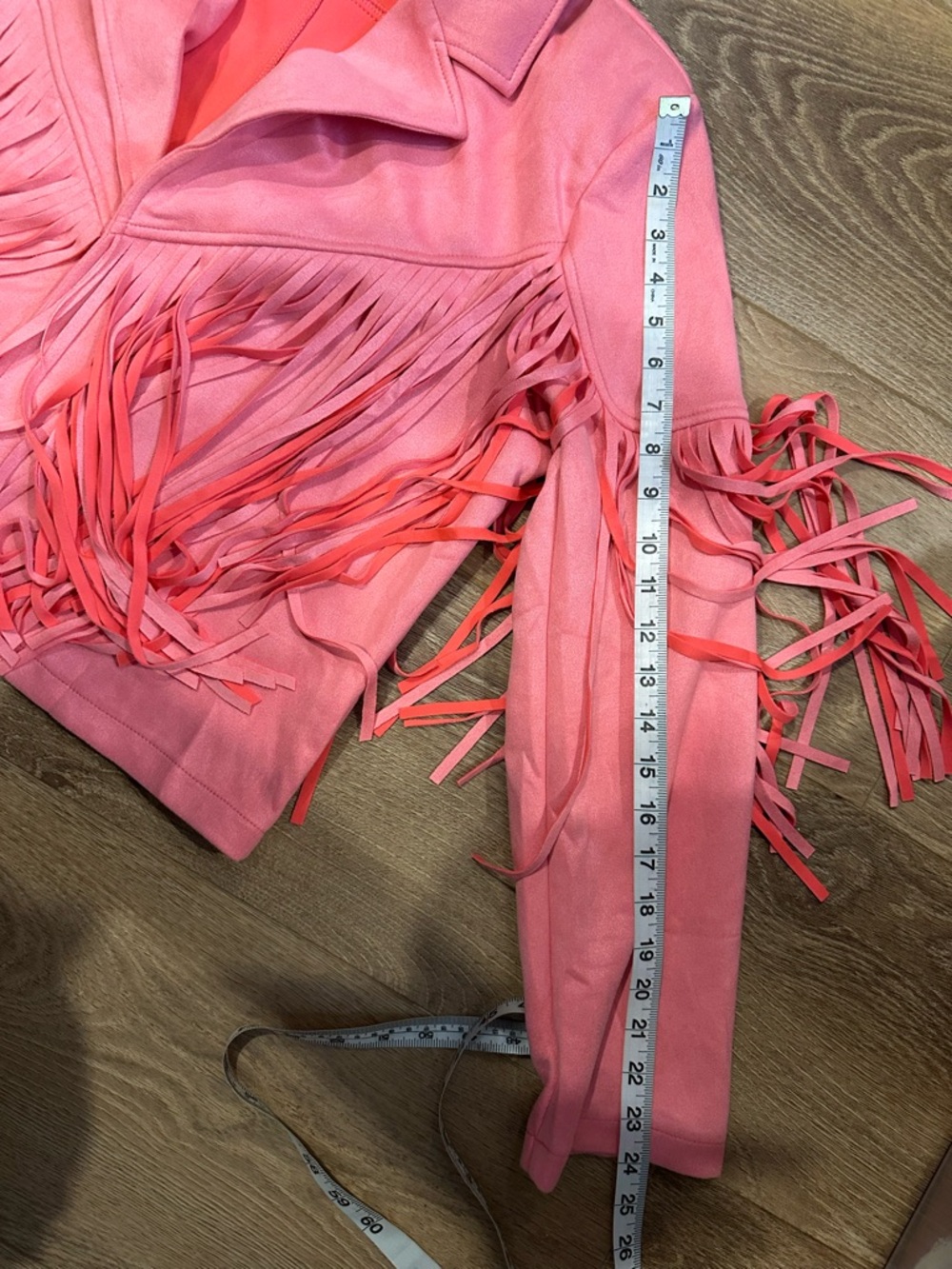 Women's Pink Fringe Faux Suede Jacket - Picture 5 of 9